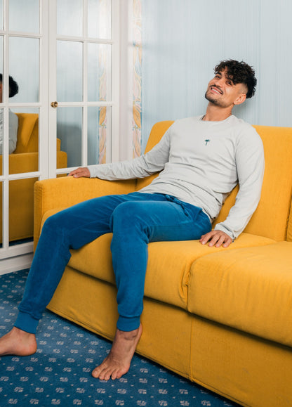 NAVY PEONY TOWEL PANTS