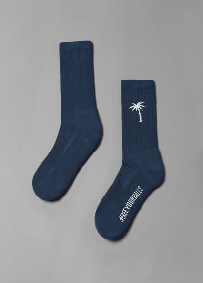 NIGHT BLUE PALM SOCKS