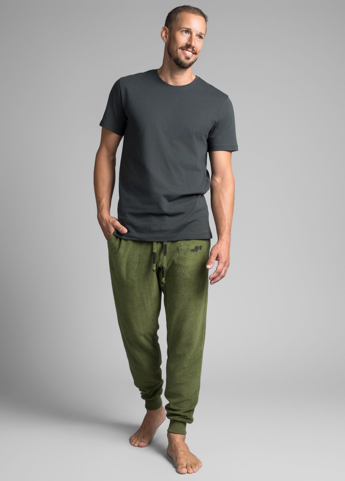 RIFFLE GREEN TOWEL PANTS