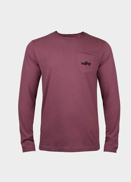 nuffinz menswear- longsleeves - wild ginger longsleeve - 100% organic cotton - carbonized - dark red
