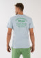 nuffinz BLUE FOG T-SHIRT PRINT - whole outfit visible from the back - sustainable men's t shirts - light blue