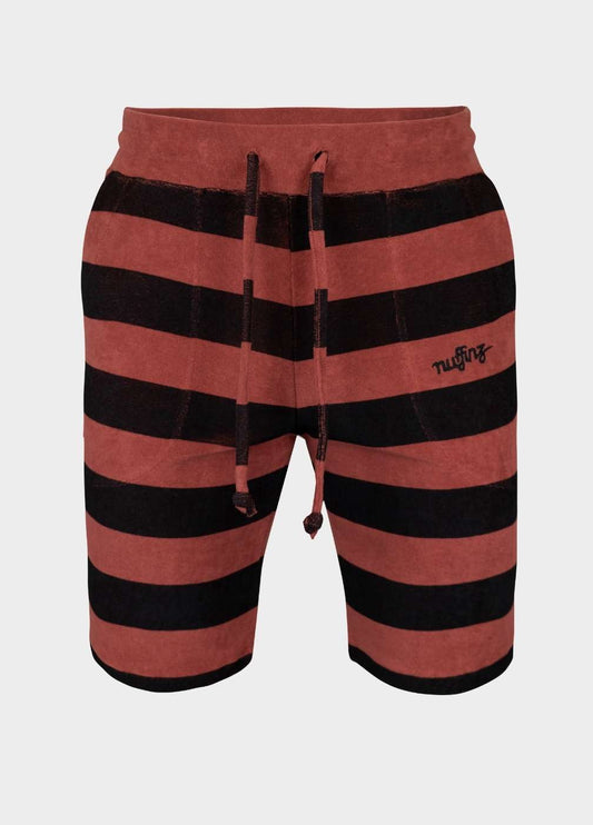 nuffinz menswear - shorts - tandoori spice towel shorts st - 100% organic cotton - terry cloth - red striped