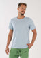 nuffinz BLUE FOG T-SHIRT PRINT - whole outfit visible from the front - sustainable men's t shirts - light blue